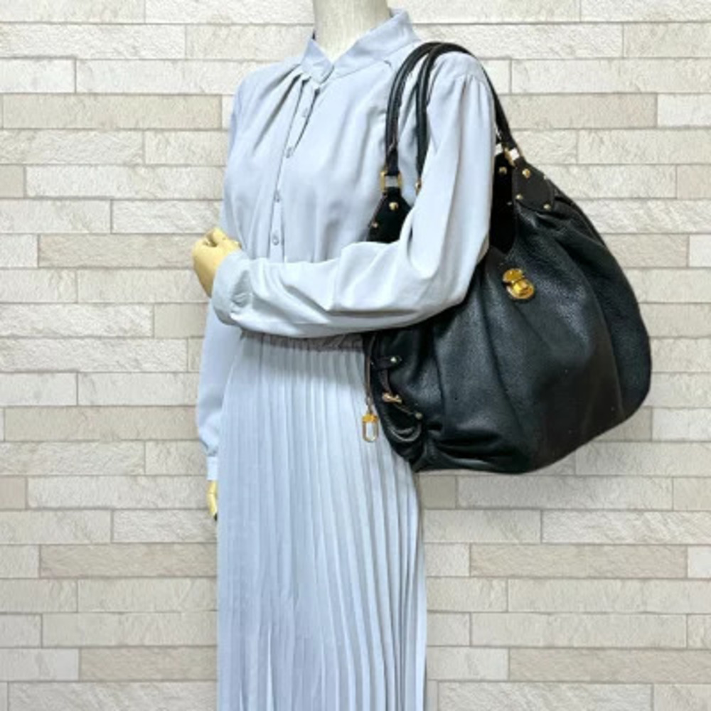 Louis Vuitton Mahina Handbag L Black Monogram